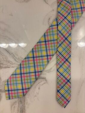 Moods of Norway Plaid Tie Pastel Cotton Slim Modern Necktie